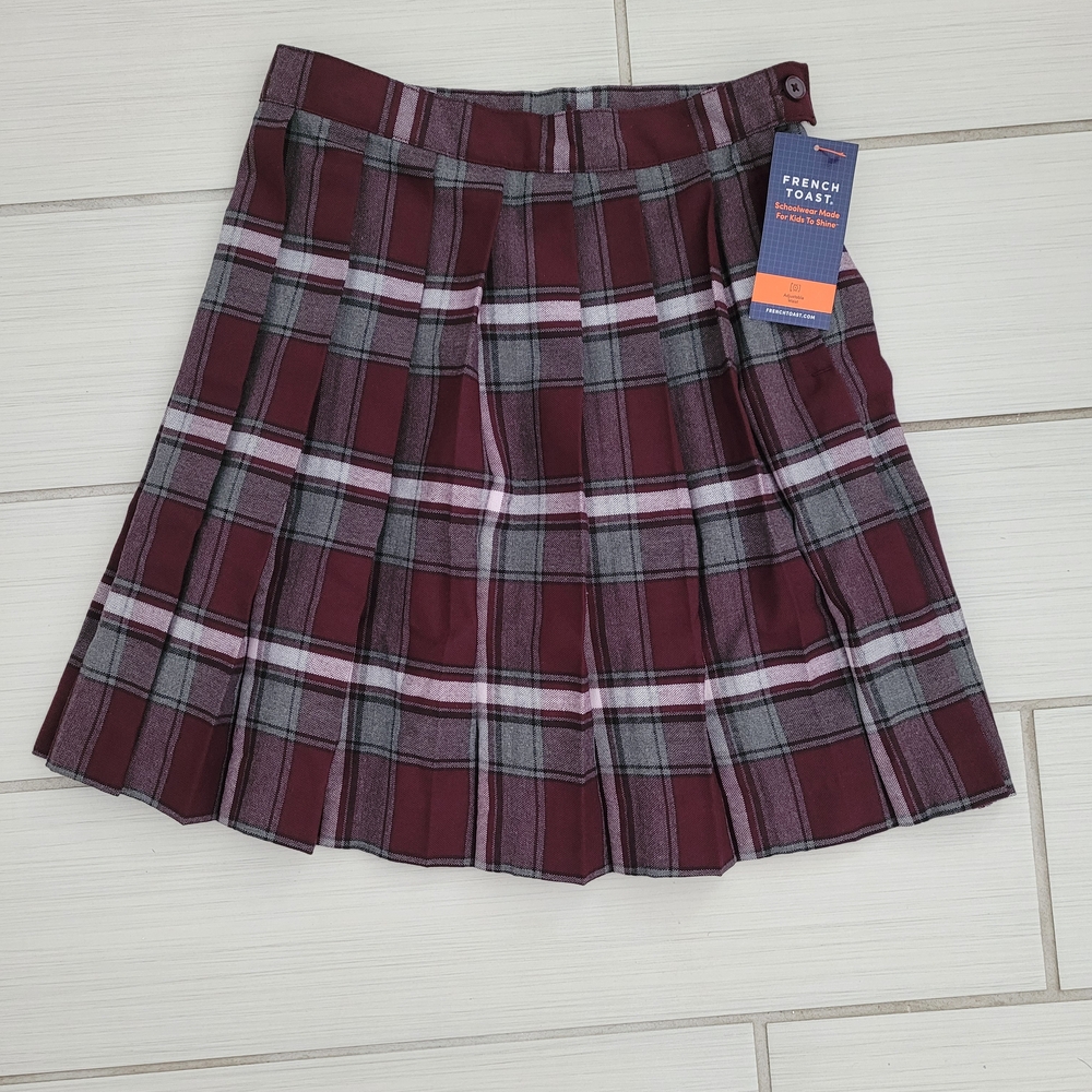 French Toast Burgundy Plaid Mini Skirt
